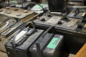 Bunch of batteries ready for recycling.